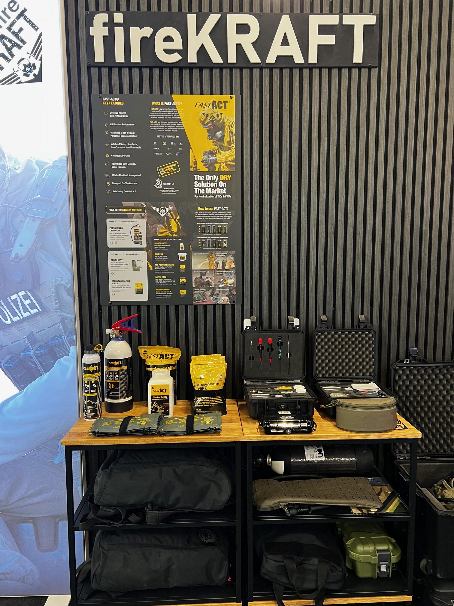 - FAST-ACT Partner, fireKRAFT, exhibited our Dry Decon products at Enforce Tac in Nürnberg, Germany